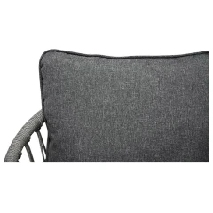 Zahradní set 1+1+2, stůl 90x48, židle a dvojsedačka, Antracitový umělý ratan, kov antracit, tmavě šedá látka. AZ-L1880 GREY