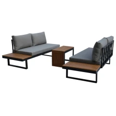 Zahradní set šedý textilen, hliník, šedá barva, polywood světle hnědá barva AZS-G1924 GREY