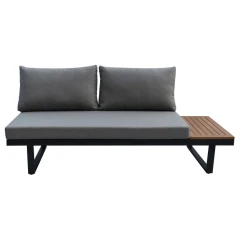 Zahradní set šedý textilen, hliník, šedá barva, polywood světle hnědá barva AZS-G1924 GREY