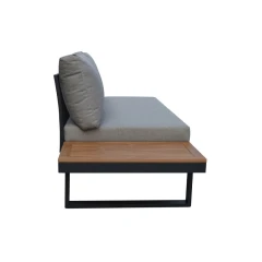 Zahradní set šedý textilen, hliník, šedá barva, polywood světle hnědá barva AZS-G1924 GREY