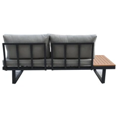 Zahradní set šedý textilen, hliník, šedá barva, polywood světle hnědá barva AZS-G1924 GREY
