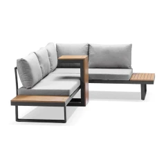 Zahradní set, hliníková variabilní sestava se stolkem, polywood tmavě hnědá barva AZS-G1925 GREY