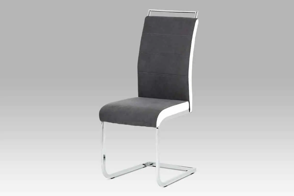 Autronic Jídelní židle DCL-966 GREY2 - šedá látka + bílá koženka