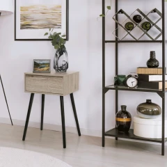 Příruční/noční stolek, dub/černá, ALYSANDRA TYP 1
