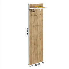 Věšákový panel, dub artisan/bílá, RIOMA TYP 19