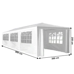 Zahradní párty stan, bílá, 3x9 m, TEKNO NEW TYP 3 + 8 bočních stran