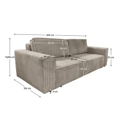 Rozkládací pohovka, šedobéžová Taupe, HARPERA BIG SOFA