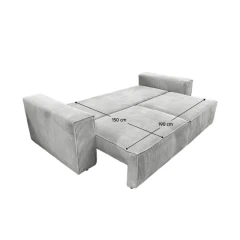 Rozkládací pohovka, světle šedá, HARPERA BIG SOFA