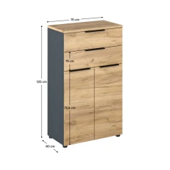 Skříňka, grafit/dub artisan, KLAUDIUS TYP 3