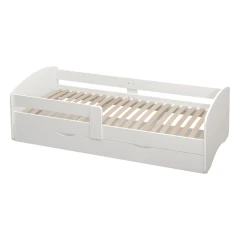 Postel s roštem a úložným prostorem 90x200, bílá, COCOLINO