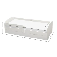 Postel s roštem a úložným prostorem 90x200, bílá, COCOLINO