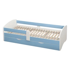 Postel s roštem a úložným prostorem 90x200, bílá/modrá, COCOLINO