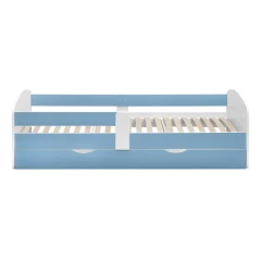 Postel s roštem a úložným prostorem 90x200, bílá/modrá, COCOLINO
