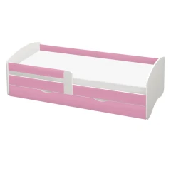Postel s roštem a úložným prostorem 90x200, bílá/růžová, COCOLINO
