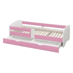 Postel s roštem a úložným prostorem 90x200, bílá/růžová, COCOLINO