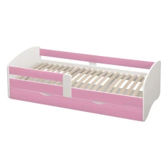 Postel s roštem a úložným prostorem 80x160, bílá/růžová, COCOLINO
