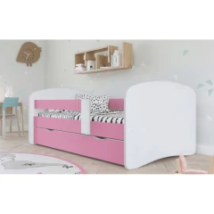 Postel s roštem a úložným prostorem 80x160, bílá/růžová, COCOLINO