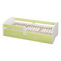 Postel s roštem a úložným prostorem 80x160, bílá/zelená, COCOLINO