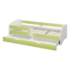 Postel s roštem a úložným prostorem 80x160, bílá/zelená, COCOLINO