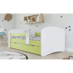 Postel s roštem a úložným prostorem 80x160, bílá/zelená, COCOLINO