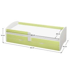Postel s roštem a úložným prostorem 80x160, bílá/zelená, COCOLINO