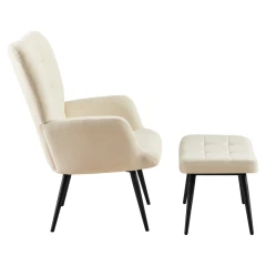 Křeslo s podnoží, bílá Velvet látka/černá, HABEN