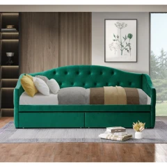 Postel s úložným prostorem, 90x200, zelená Velvet látka, ZASKA