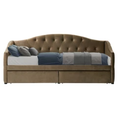 Postel s úložným prostorem, 90x200, hnědá Velvet látka, ZASKA