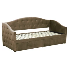 Postel s úložným prostorem, 90x200, hnědá Velvet látka, ZASKA