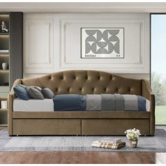 Postel s úložným prostorem, 90x200, hnědá Velvet látka, ZASKA