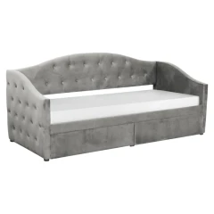 Postel s úložným prostorem, 90x200, šedá Velvet látka, ZASKA