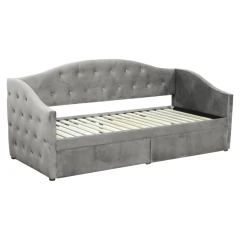 Postel s úložným prostorem, 90x200, šedá Velvet látka, ZASKA