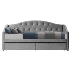 Postel s úložným prostorem, 90x200, šedá Velvet látka, ZASKA