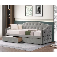 Postel s úložným prostorem, 90x200, šedá Velvet látka, ZASKA