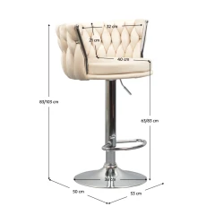 Designová barová židle, béžová Velvet látka/chrom, BRIN