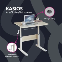 Rostoucí psací stůl, dub/bílá, KASIOS
