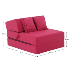 Skládací matrace/křeslo, 2v1, růžová magenta, PELOS