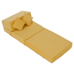 Skládací matrace/křeslo, 2v1, žlutá, PELOS