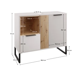 Skříňka pod umyvadlo, bílá/dub artisan, CUBO CUB03