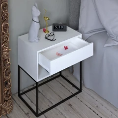 Noční/příruční stolek, bílá/černá, ARTI TYP 2