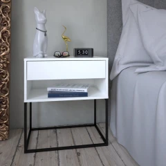 Noční/příruční stolek, bílá/černá, ARTI TYP 2