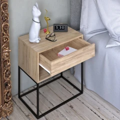 Noční/příruční stolek, dub artisan/černá, ARTI TYP 2