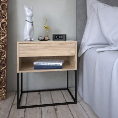 Noční/příruční stolek, dub artisan/černá, ARTI TYP 2