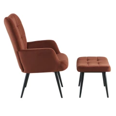 Křeslo s podnoží, hnědá Velvet látka/černá, HABEN