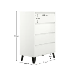 Komoda, bílá, BOGAN NEW 4S70