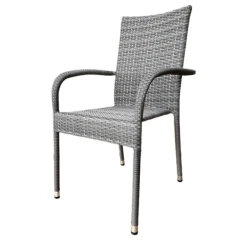 Židle zahradní, šedý umělý ratan, kov, stohovatelná. AZC-S2114 GREY