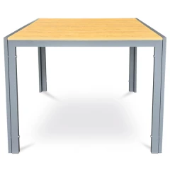 Stůl zahradní 90x90x73, deska polywood v dekoru dubu, šedá kovová konstrukce AZT-S1209 OAK
