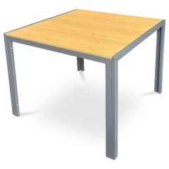 Stůl zahradní 90x90x73, deska polywood v dekoru dubu, šedá kovová konstrukce AZT-S1209 OAK