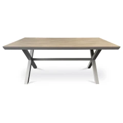 Stůl zahradní 180x100x75, deska polywood v dekoru světlého dubu, hliníková konstrukce, béžová barva AZT-S1510 OAK