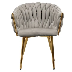Jídelní křeslo, šedohnědá Taupe Velvet látka/gold chrom zlatý, DEILA